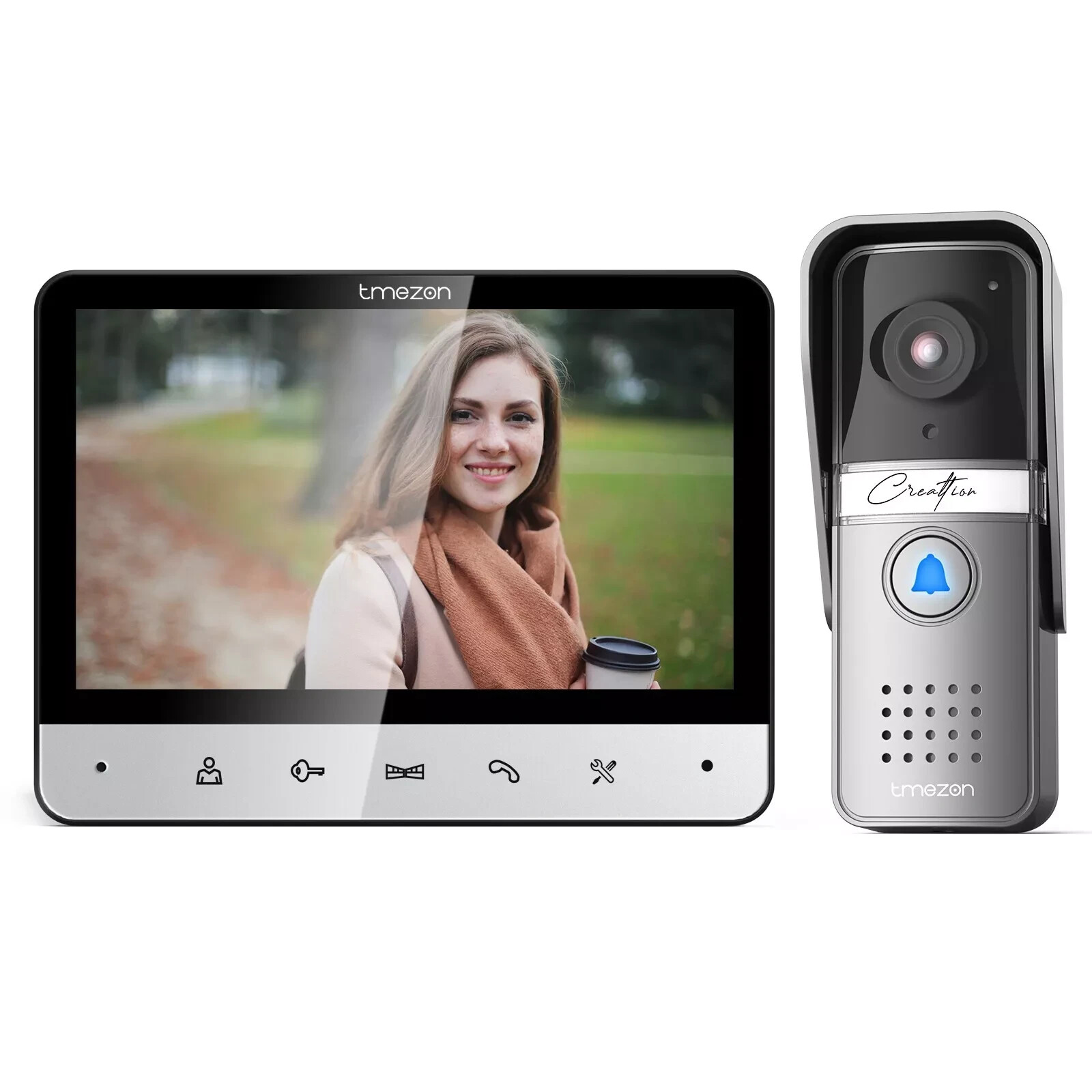 HD 7" Wired Monitor Video Doorbell Home Intercom Entry System with 2-Way Audio