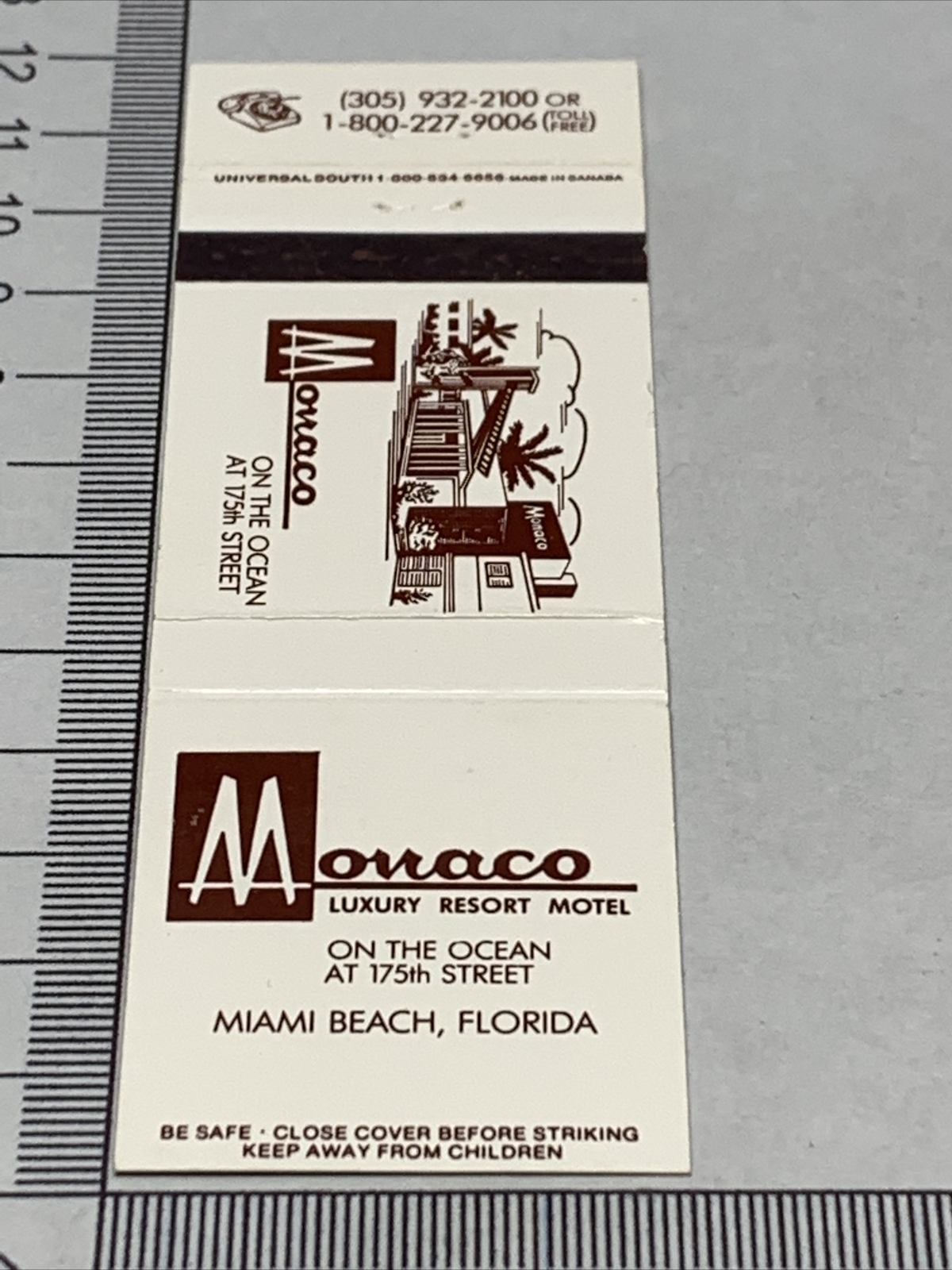 Vintage Matchbook Cover Monaco Luxury Resort Motel Miami Beach, FL gmg unstruck