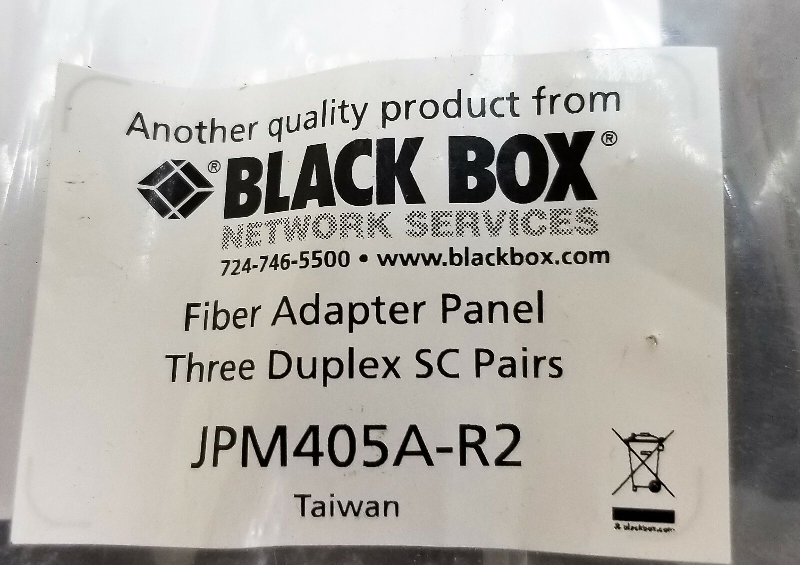 BLACK BOX JPM405A-R2 3 DUPLEX SC PAIRS FIBER ADAPTER PANEL [B8BD]