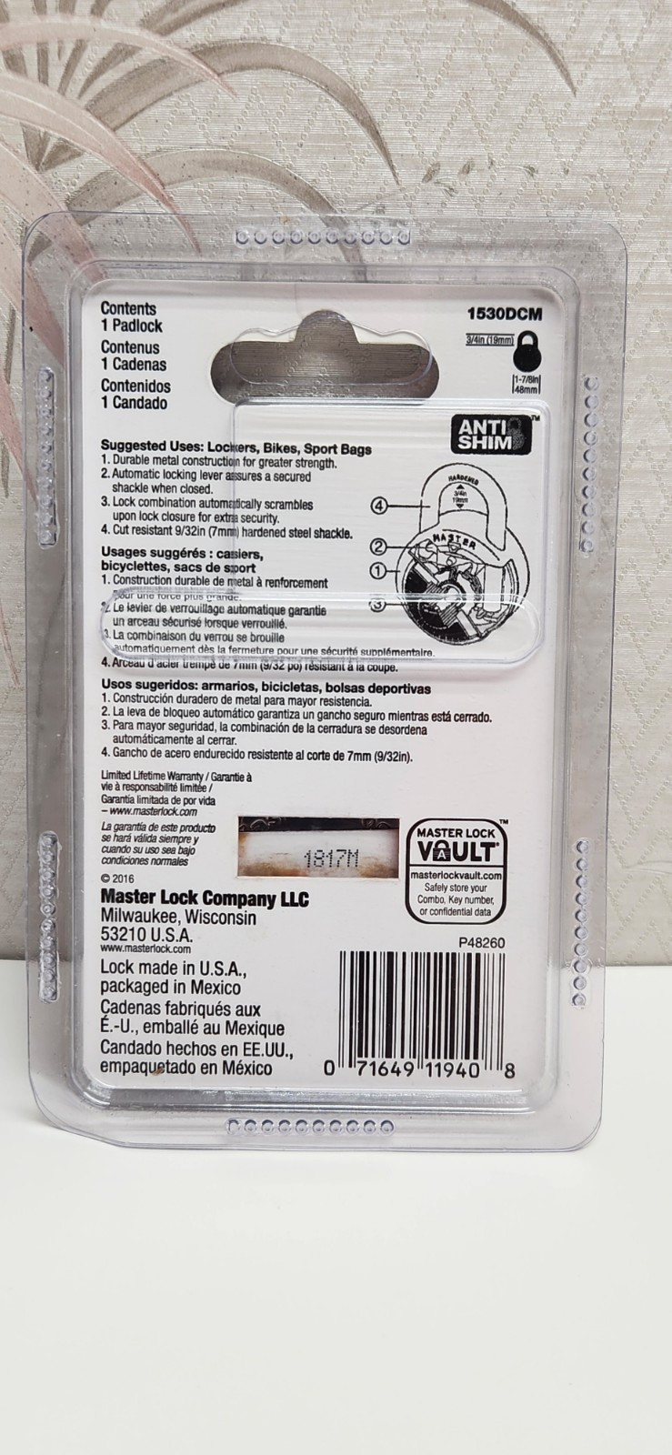 MASTER LOCK Combination Lock 1530DCM "Purple" NEW FAST SHIPPING