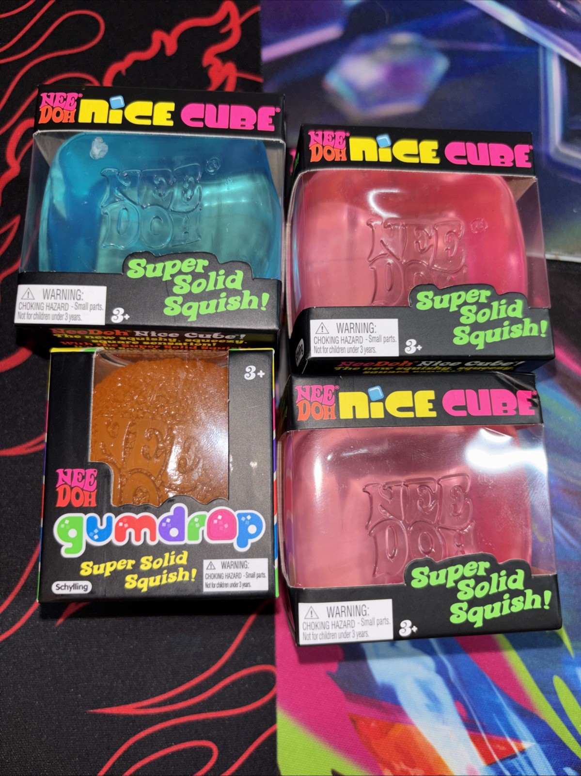 Nee Doh Nice Cubes and Gumdrop!! SUPER RARE!! Lot of 4