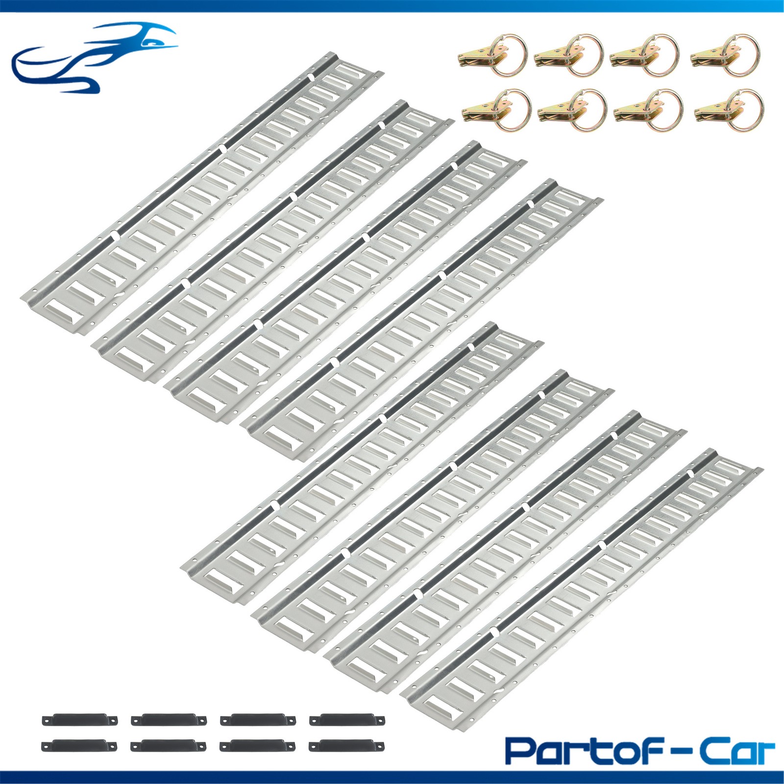 Silver 24 Pack 36" E Track Rail Sections With Hardware Fit For Trucks Garages