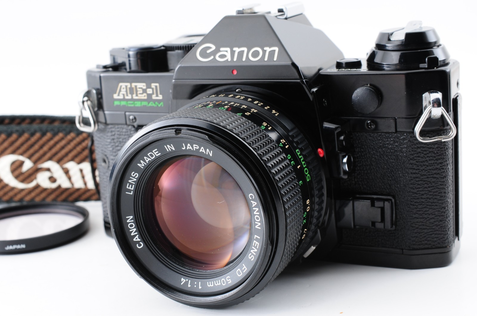 [NEAR MINT] Canon AE-1 Program Black SLR 35mm Film Camera NEW FD 50mm F1.4 JAPAN