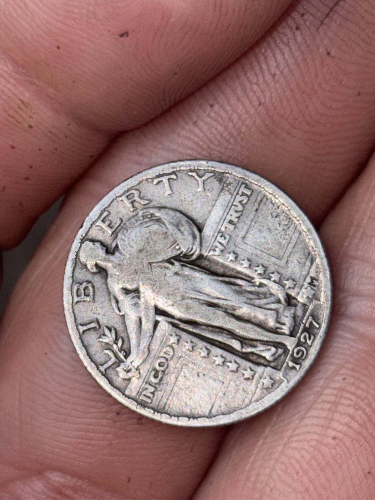 1927 Standing Liberty Coin. In COD WE TRUST ERROR
