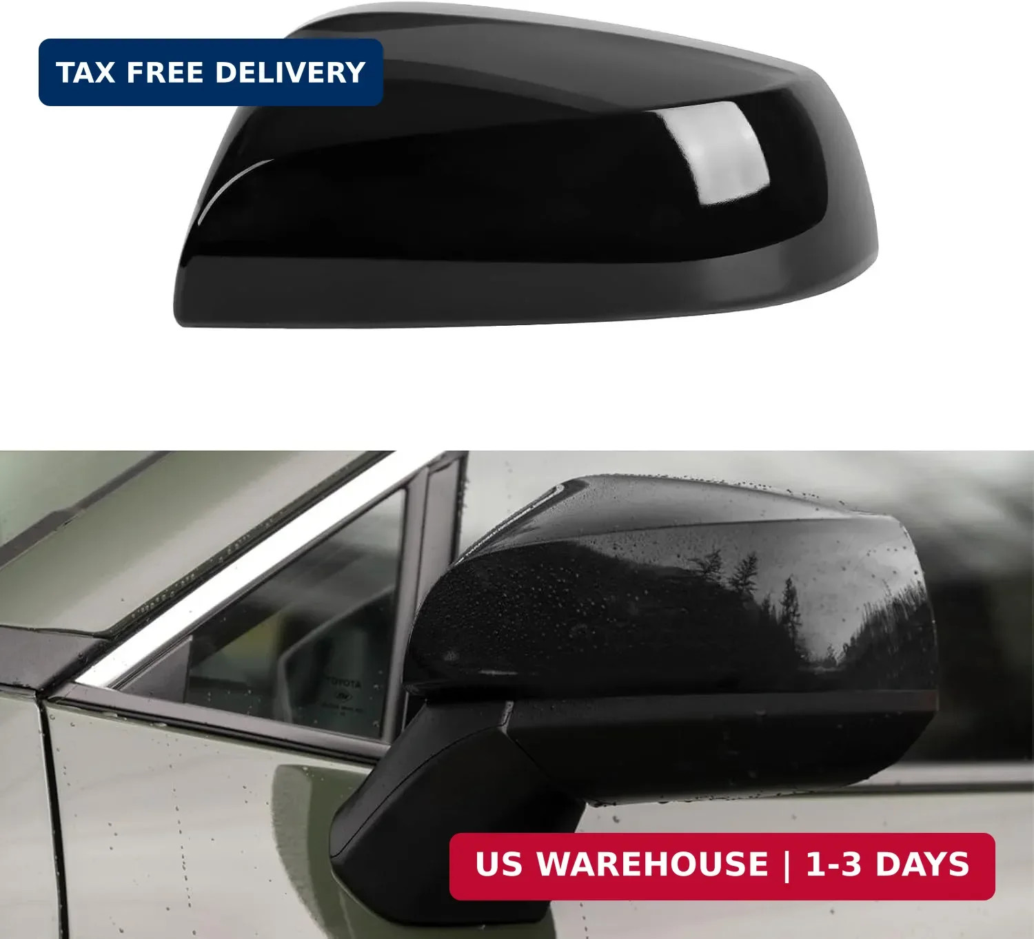 Direct Replacement Black Passenger Side Mirror Cover for 2019-2025 Toyota RAV4 L