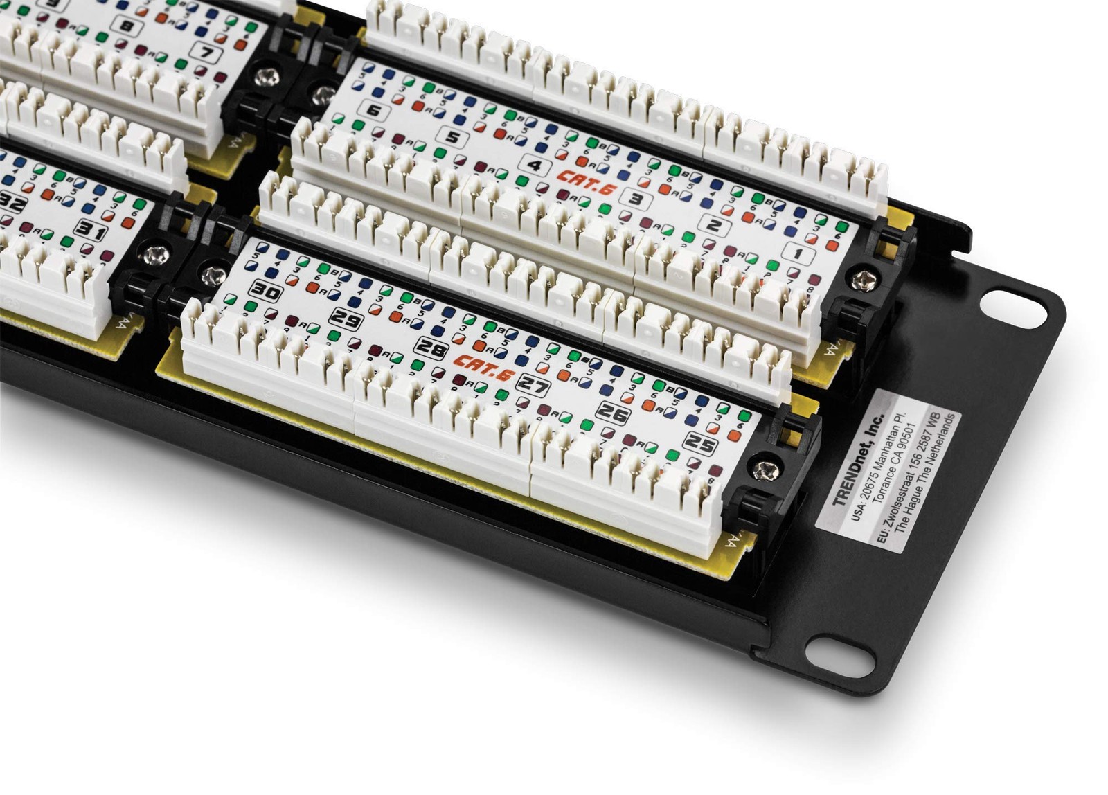 48-Port Cat6 Unshielded Patch Panel, Wallmount or Rackmount, with Cat3,4,5,5e...