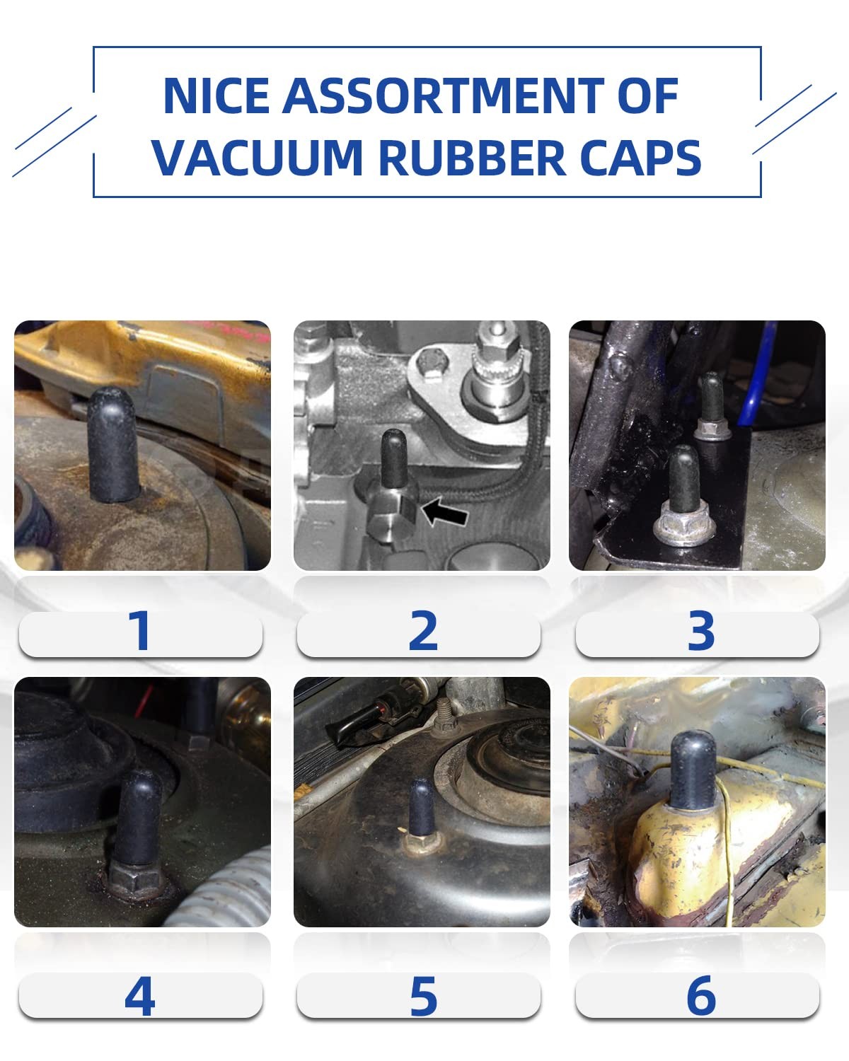 Rubber Vacuum Caps Plug Kit, 63 PCS Assorted Vacuum Plugs Hose End Caps Assor...