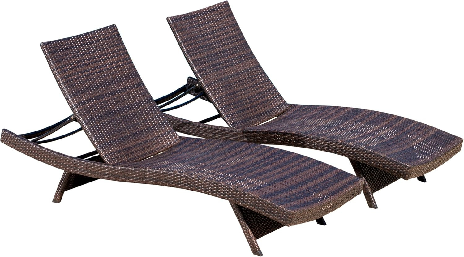 Salem Outdoor Wicker Adjustable Chaise Lounge Chair, 2-Pcs Set, Multibrown