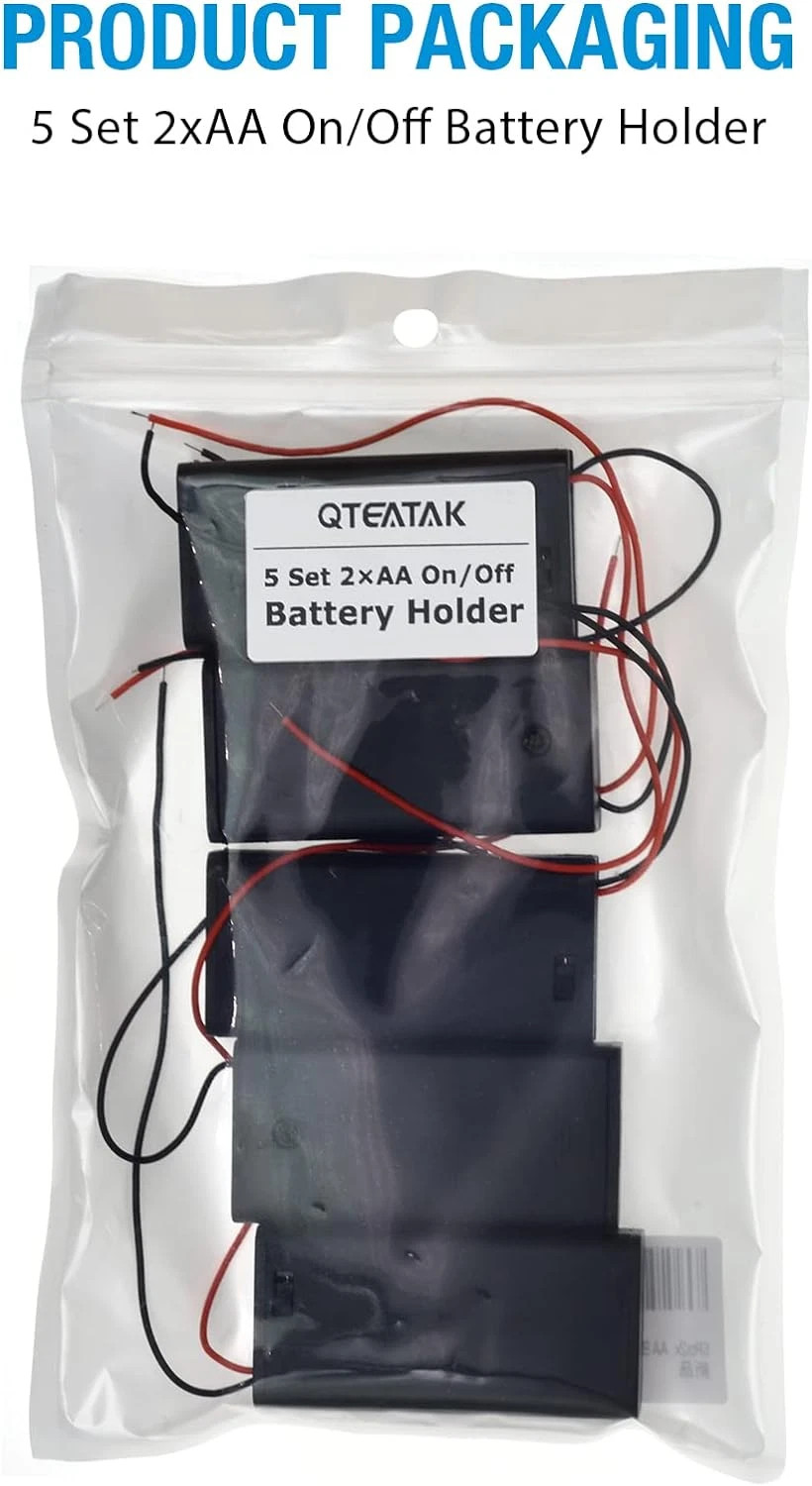 5Pcs 2X 1.5V AA Battery Holder Case with On/Off Switch and Wire Leads