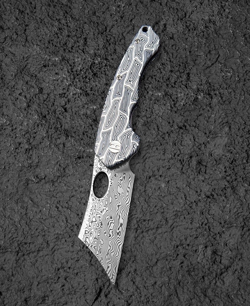 Bestech Knives Skirmish 3.25" Damascus Blade White Handle Folding Knife - BL07A