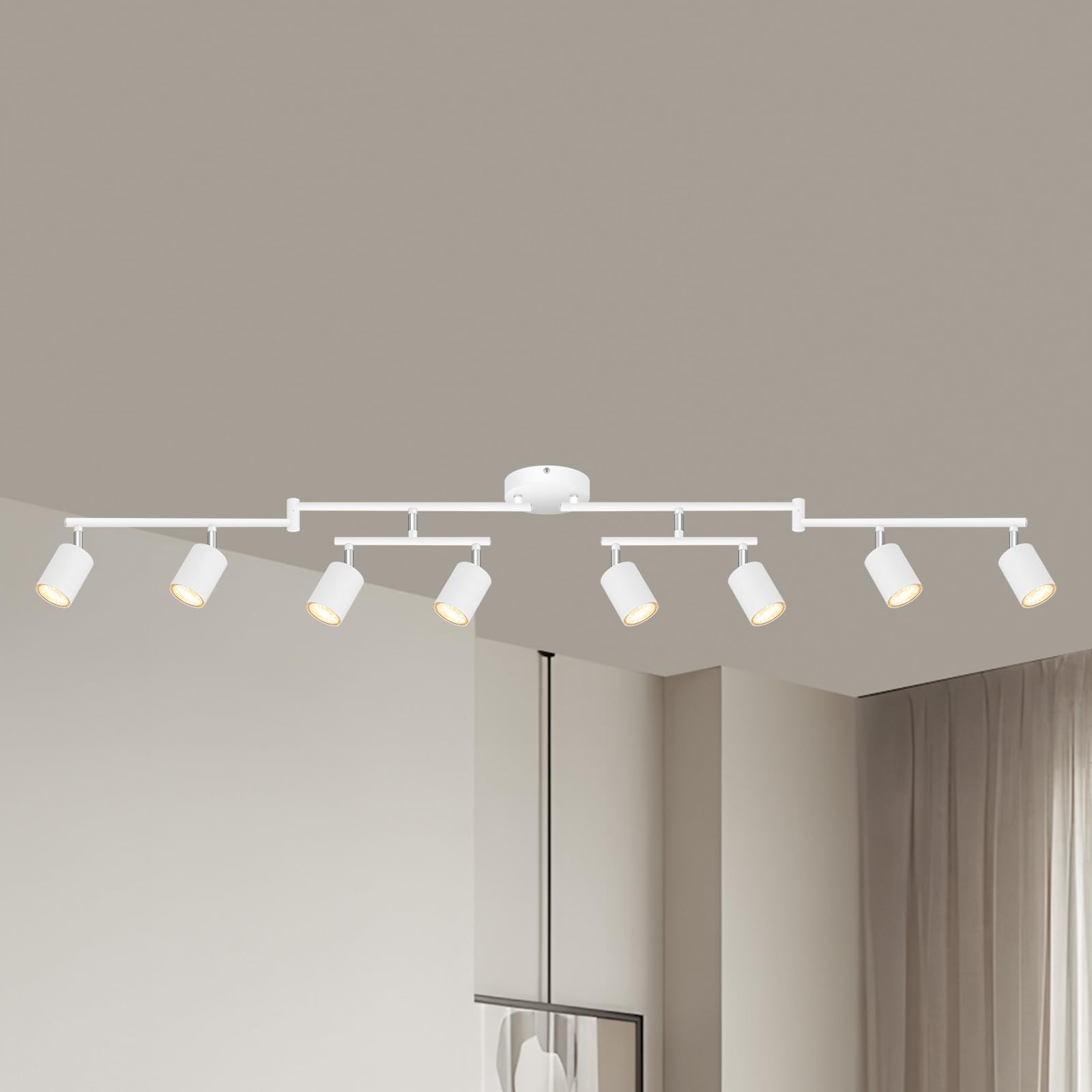 AUQUEE 8 Light Track Lighting 8 light track lighting（white）, 8 light-white
