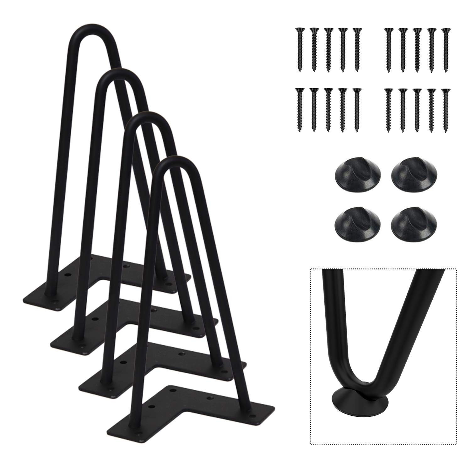 Orgerphy 8' Black Hairpin Furniture Legs (4PCS) | Heavy-Duty Hairpin Legs for