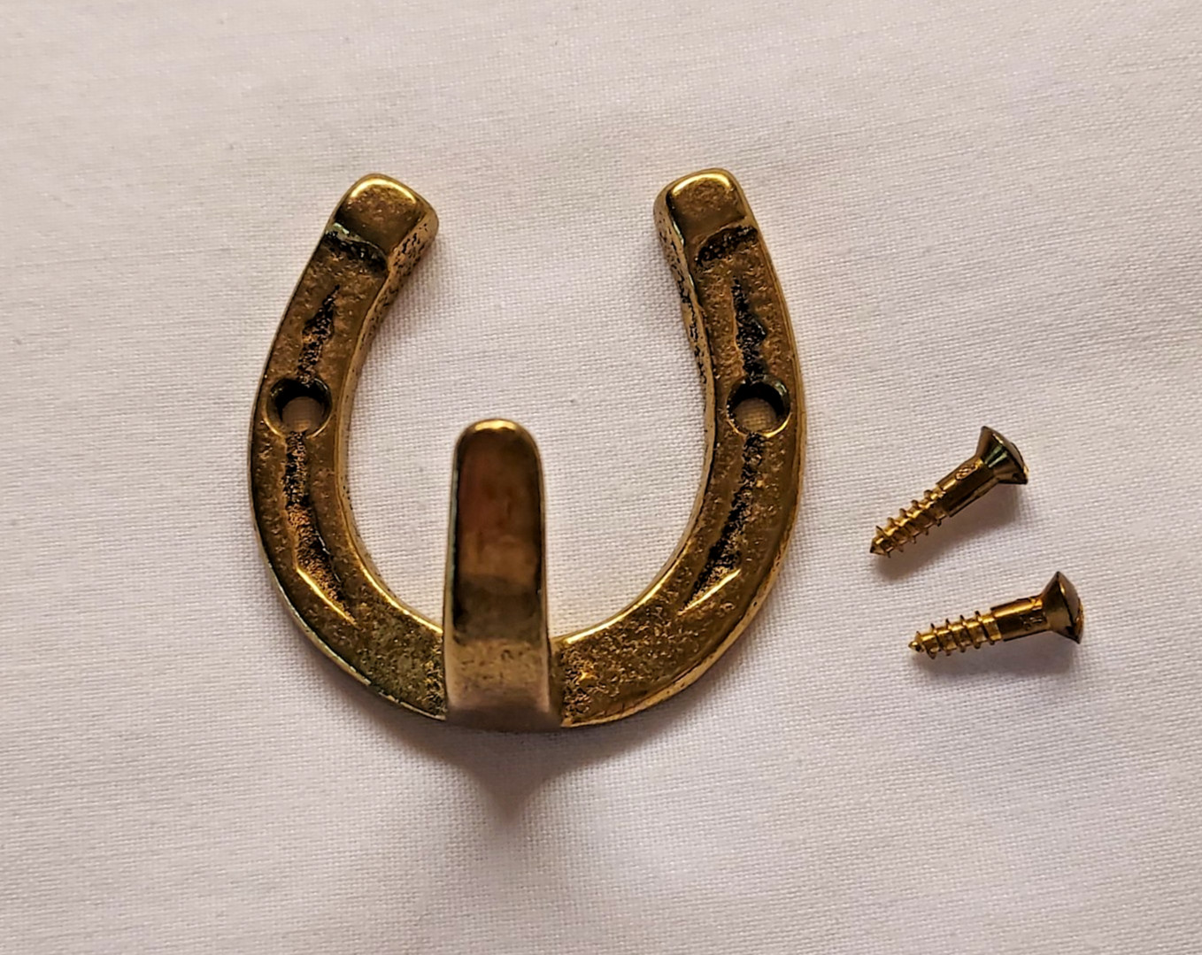 Solid Brass Horseshoe Hook  w/ Screws 1 3/4"x1 3/4"