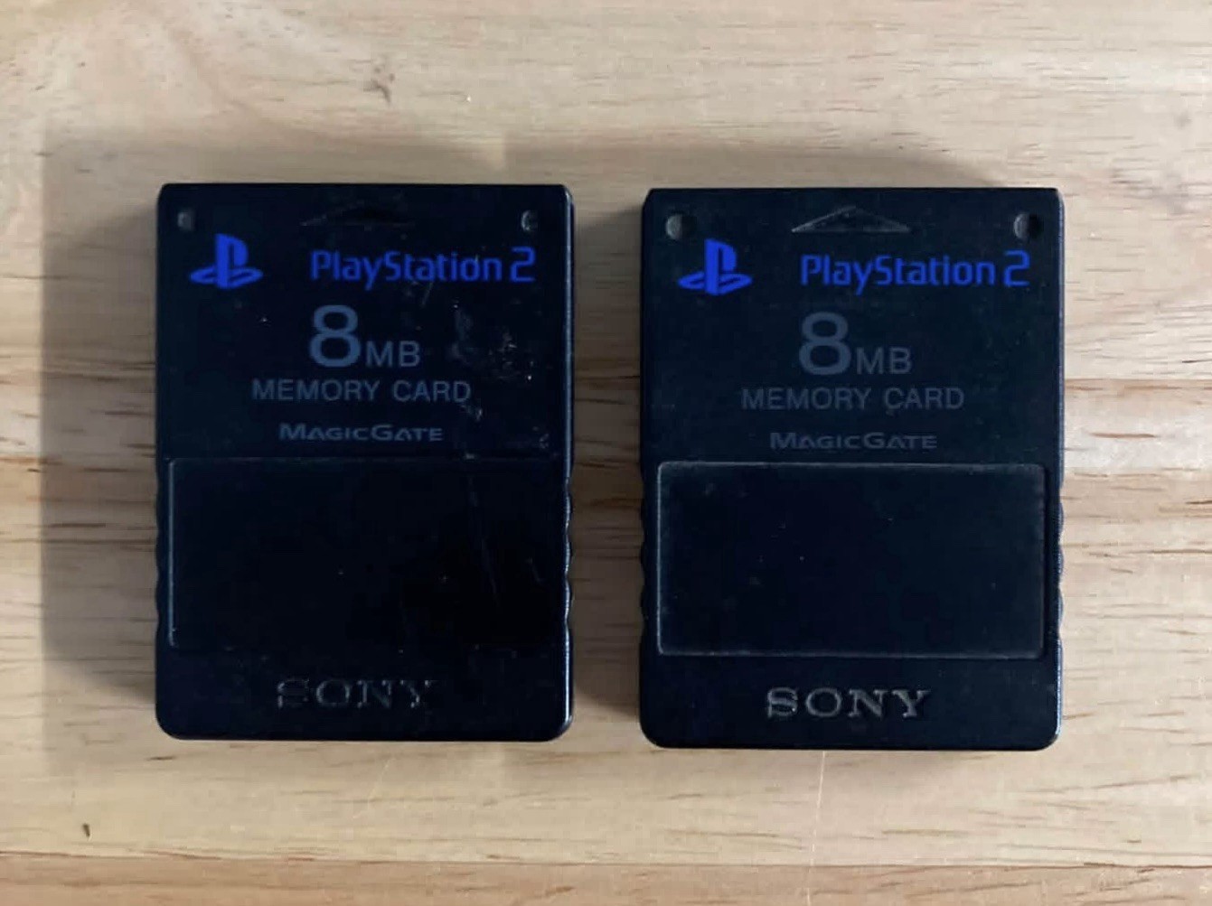 2x Sony PlayStation 2 - OEM Memory Cards 8MB - SCPH-10020 - Black - Lot of 2 PS2