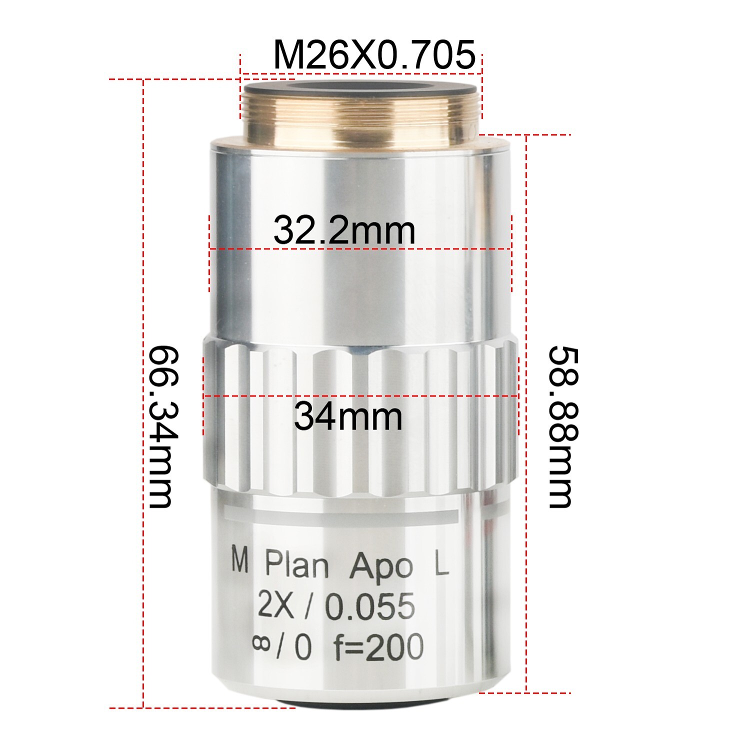 2X Infinite far Long Working Distance Metallographic Microscope objective