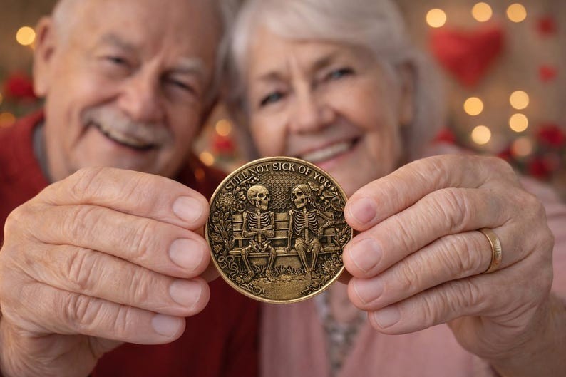 Funny Anniversary Gift for Boyfriend – “Still Not Sick of You” Coin