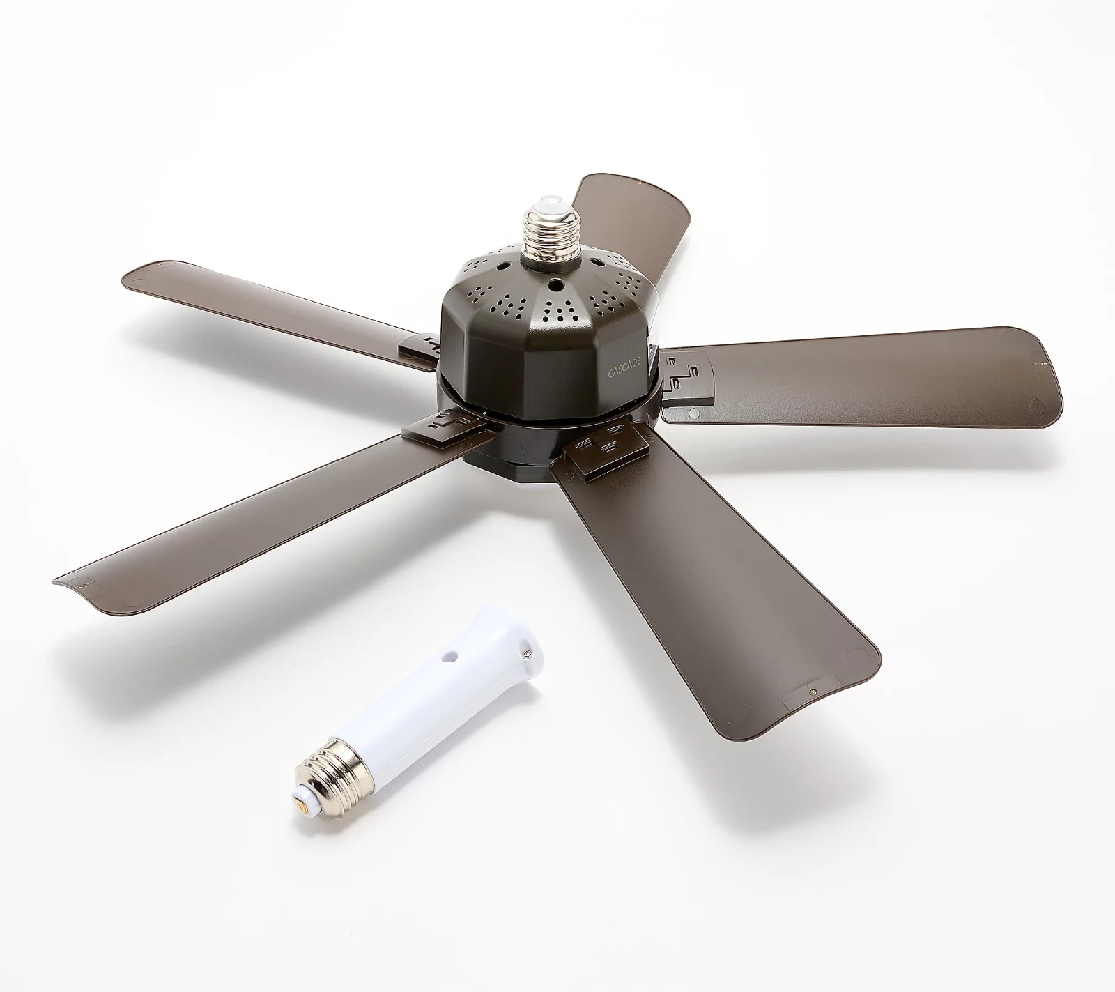 Cascade Pro 2-in-1 Socket 19" Ceiling Fan & LED Light+Remote - White,Black,Brown