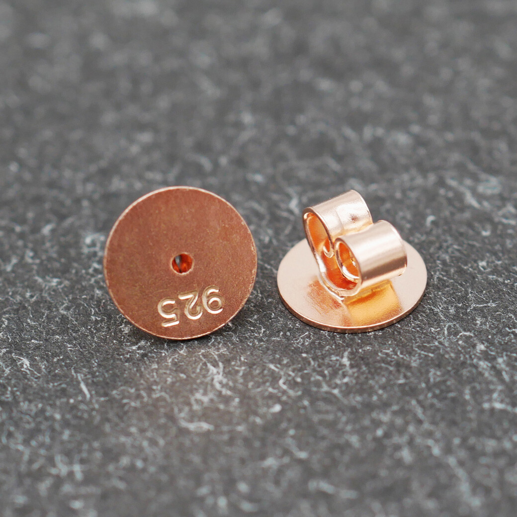 925 Sterling Silver Stud Post Earring Backs Disc Support Rose Gold Tone A4494