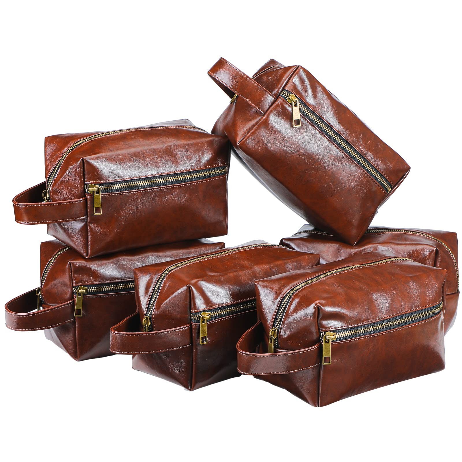 Hillban 6 Pcs Groomsmen Gift Men Travel Toiletry Bag, Bestmen Gifts Set, Leat...