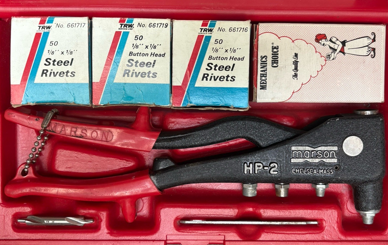 TRW 661746 Marson HP-2 Riveter Tool Kit - 4 Boxes Of Rivets & Carrying Case