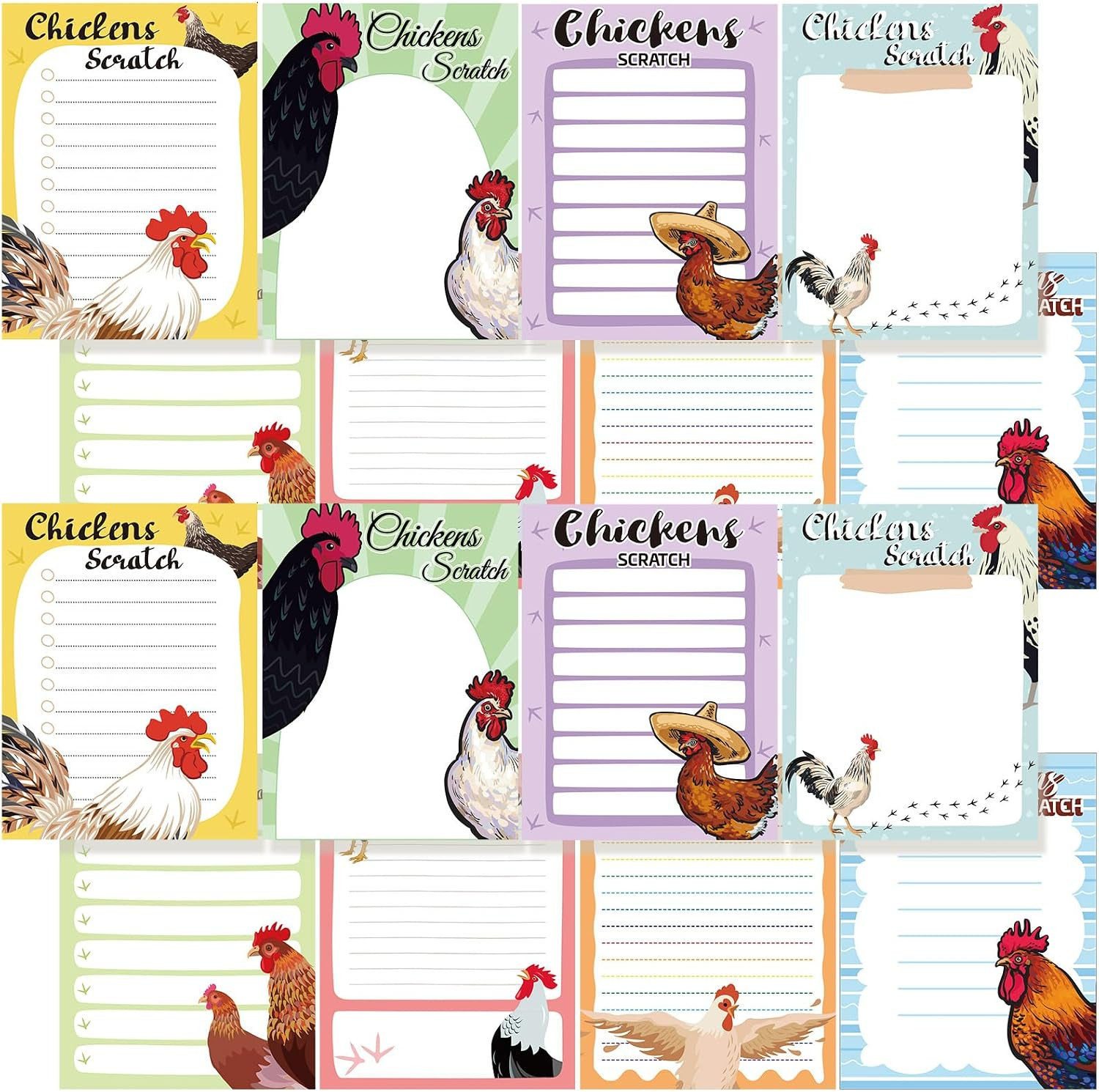 16 Pieces Funny Chickens Sticky to Do Notepad Chicken Scratch Chick Chicken C...