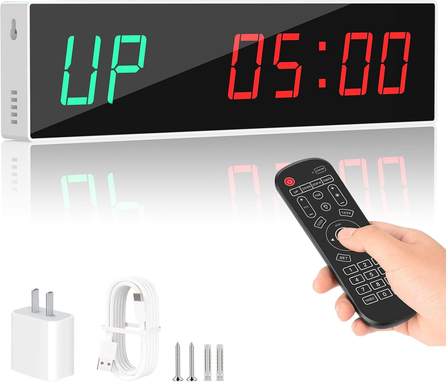 Dienmern Large Digital Gym Timer – Remote Control Gym Clock Wall with 9 Custom M