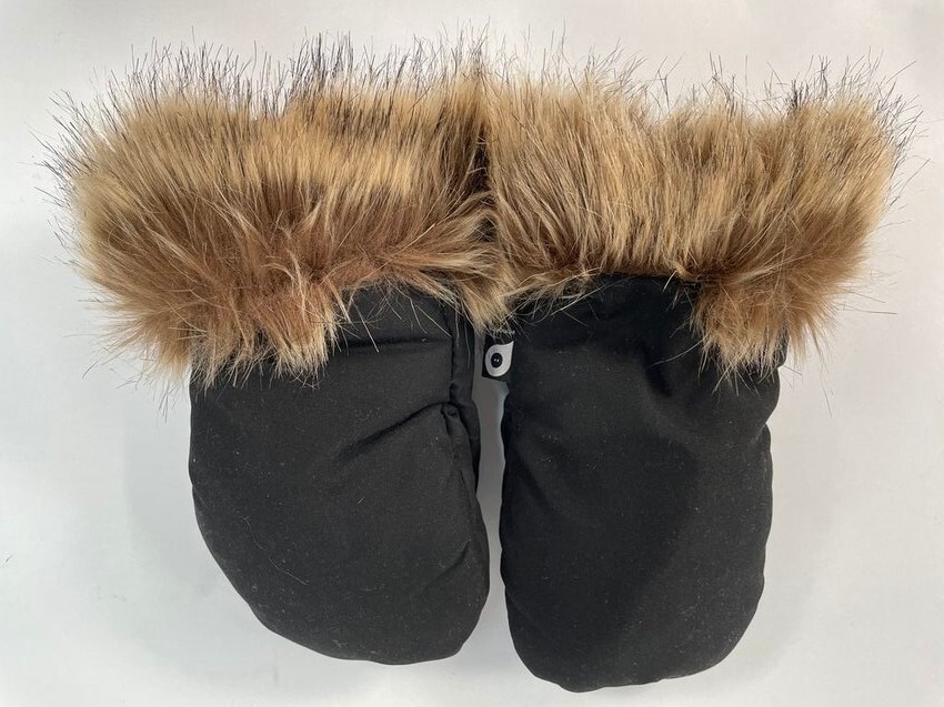 Premaman Pairs of Universal Black Mittens with Faux Fur for Stroller