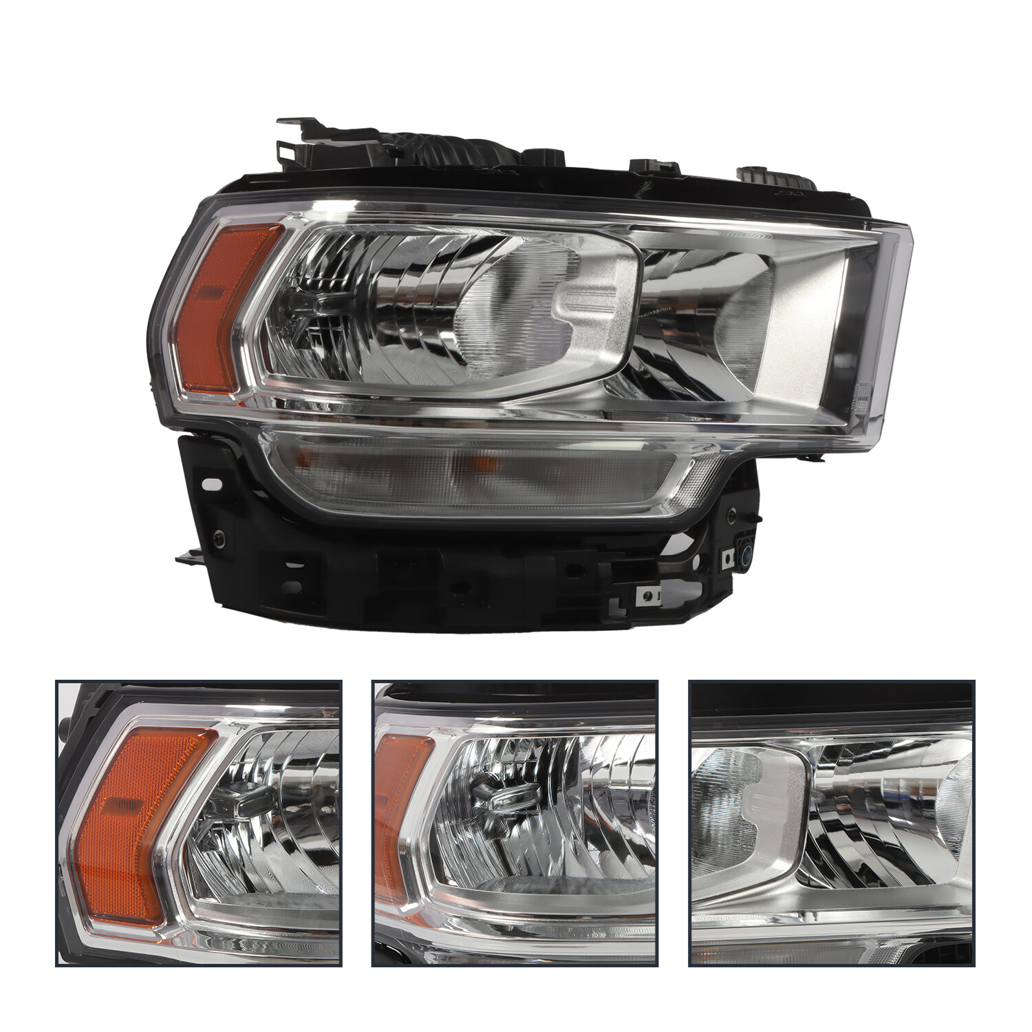 For 2019-2024 Ram 2500 3500 Headlight Headlamp Halogen Chrome Passenger Side