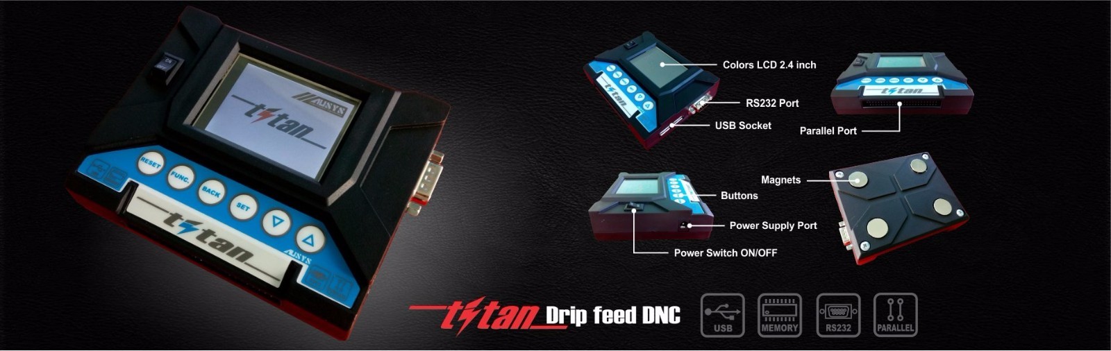 TITAN DNC. Transport DNC (TAPE MODE) for machine CNC. DNC USB READER
