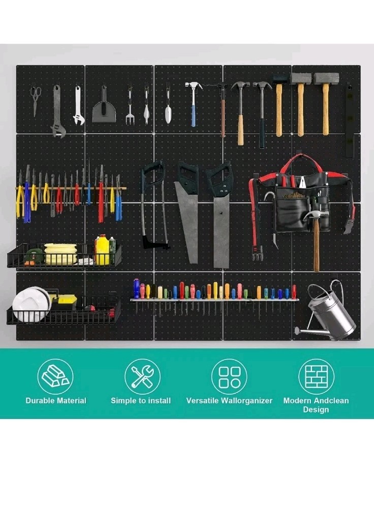 6 Pack Metal Pegboard Panels Black Pegboards Wall Organizer Heavy Duty