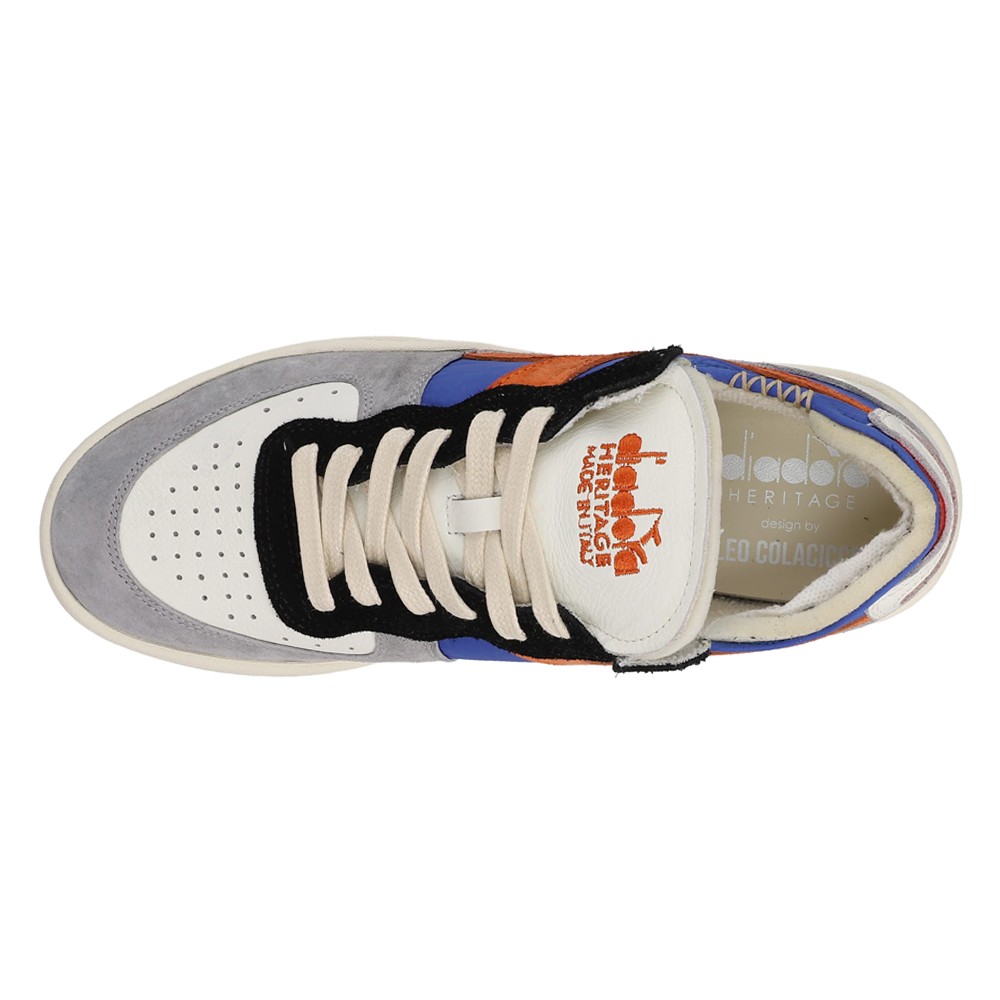 diadora Mi Basket Row Cut Milk Breakfast Lace Up Mens Grey, Multi Sneakers Casu