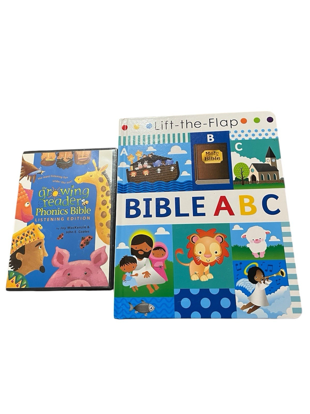 LOT of 2 Kids ABC Flip Book & Listenin Phonics DVD Christianity Religion Jesus