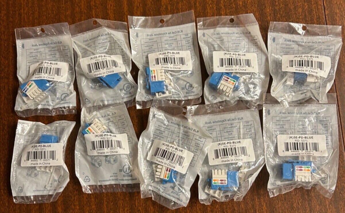KJ8 Cat.5e Keystone Jack-blue #K 5E-PD-BLUE (Lot of 10)