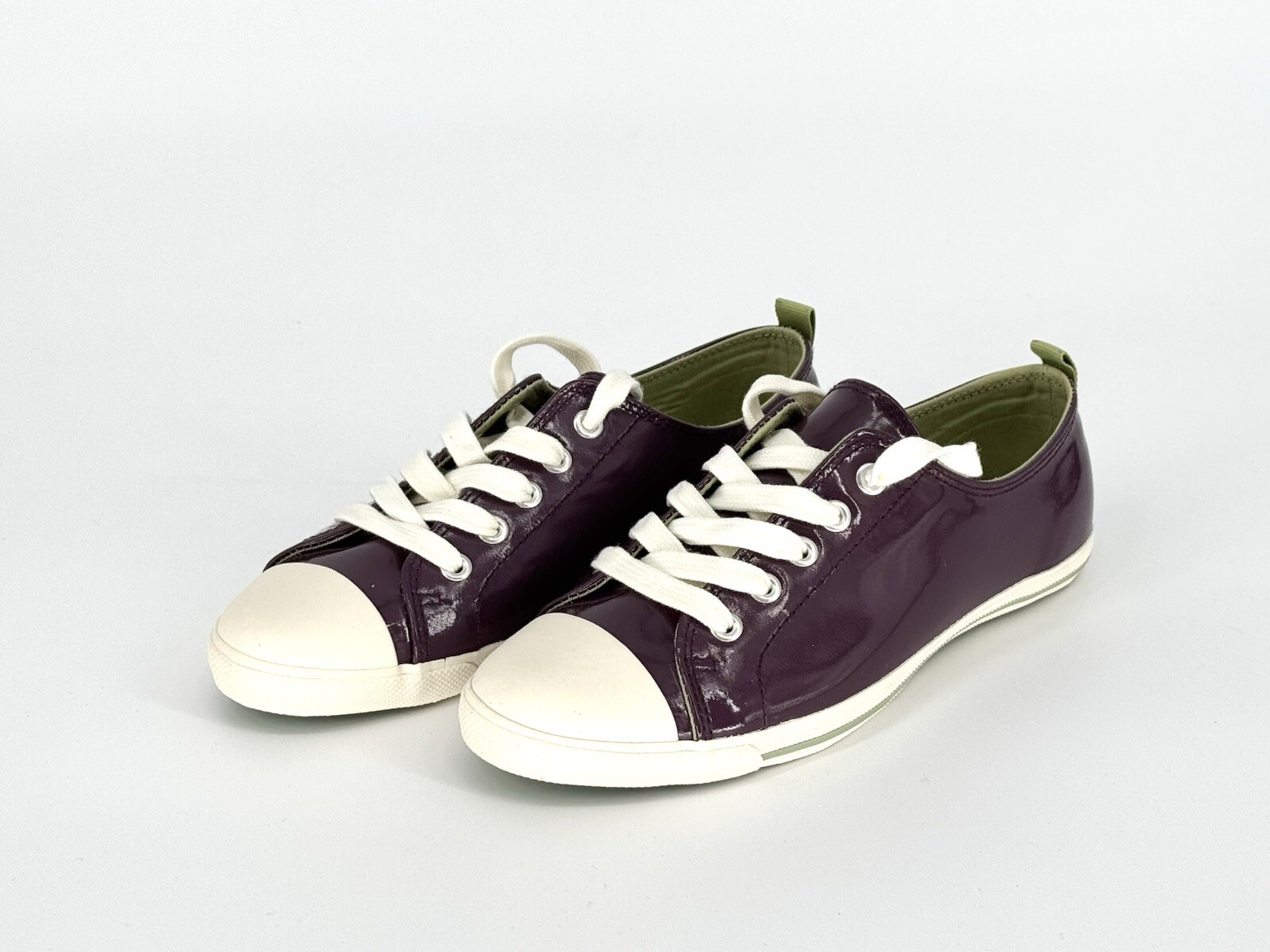 NEW Boden Purple Patent Leather Low Top Sneakers, Size 38