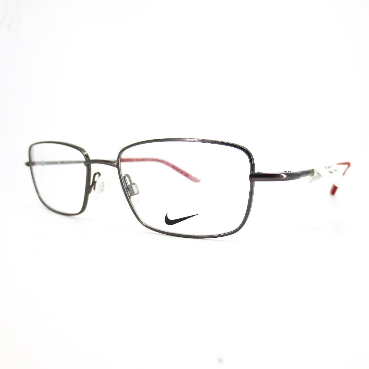 Nike Eyeglasses Frames 8183 060 Gunmetal Grey Red Rectangular Full Rim 52-18-140