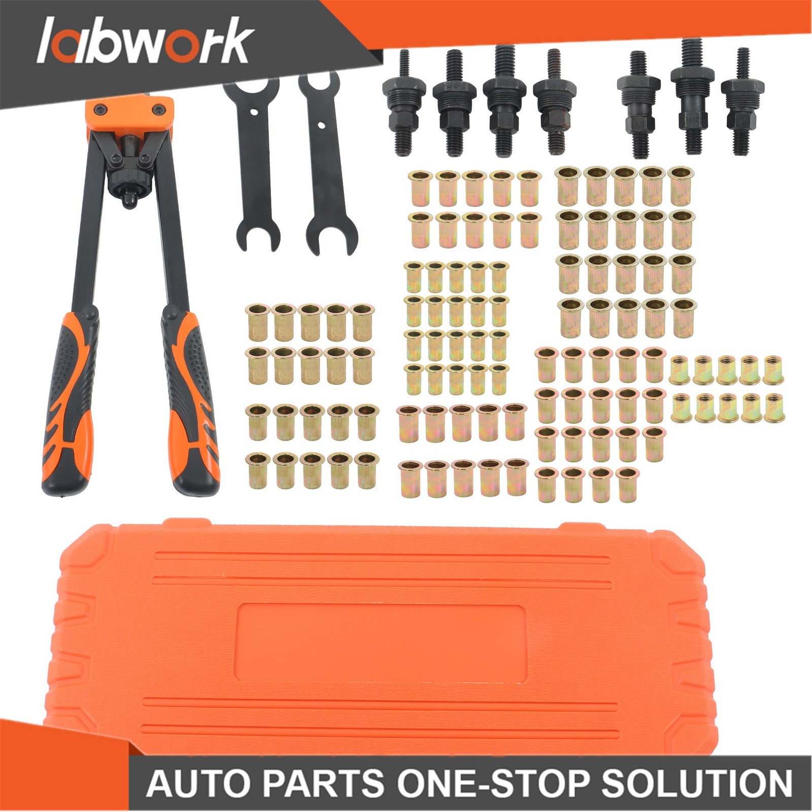 Labwork 14" Tool with 7 Metric & SAE Mandrels 70Pcs Rivnuts Assortment Kit