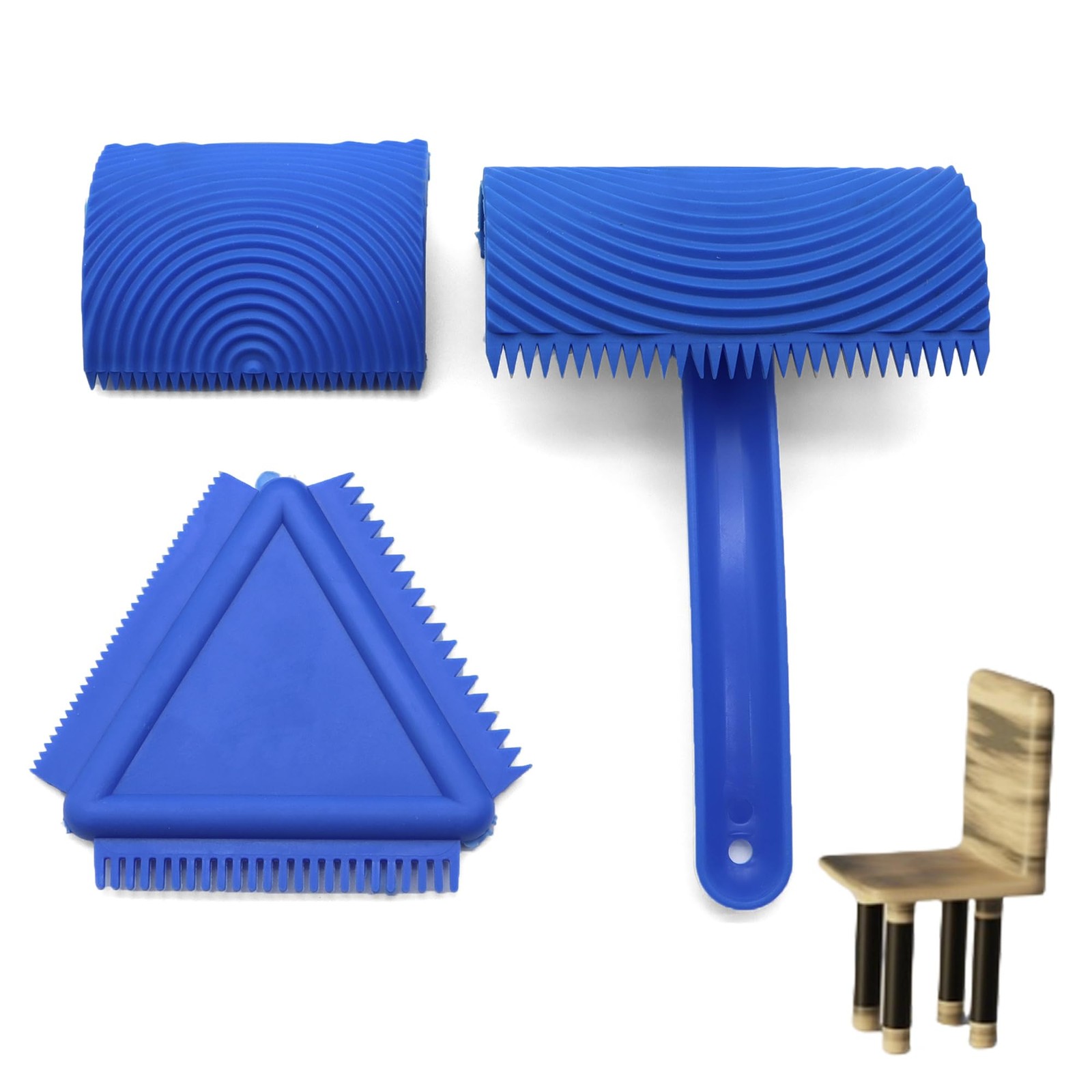 3 Pack Wood Grain Tool (Blue)-Natural Woodgrain Maker for Decorative Painting...