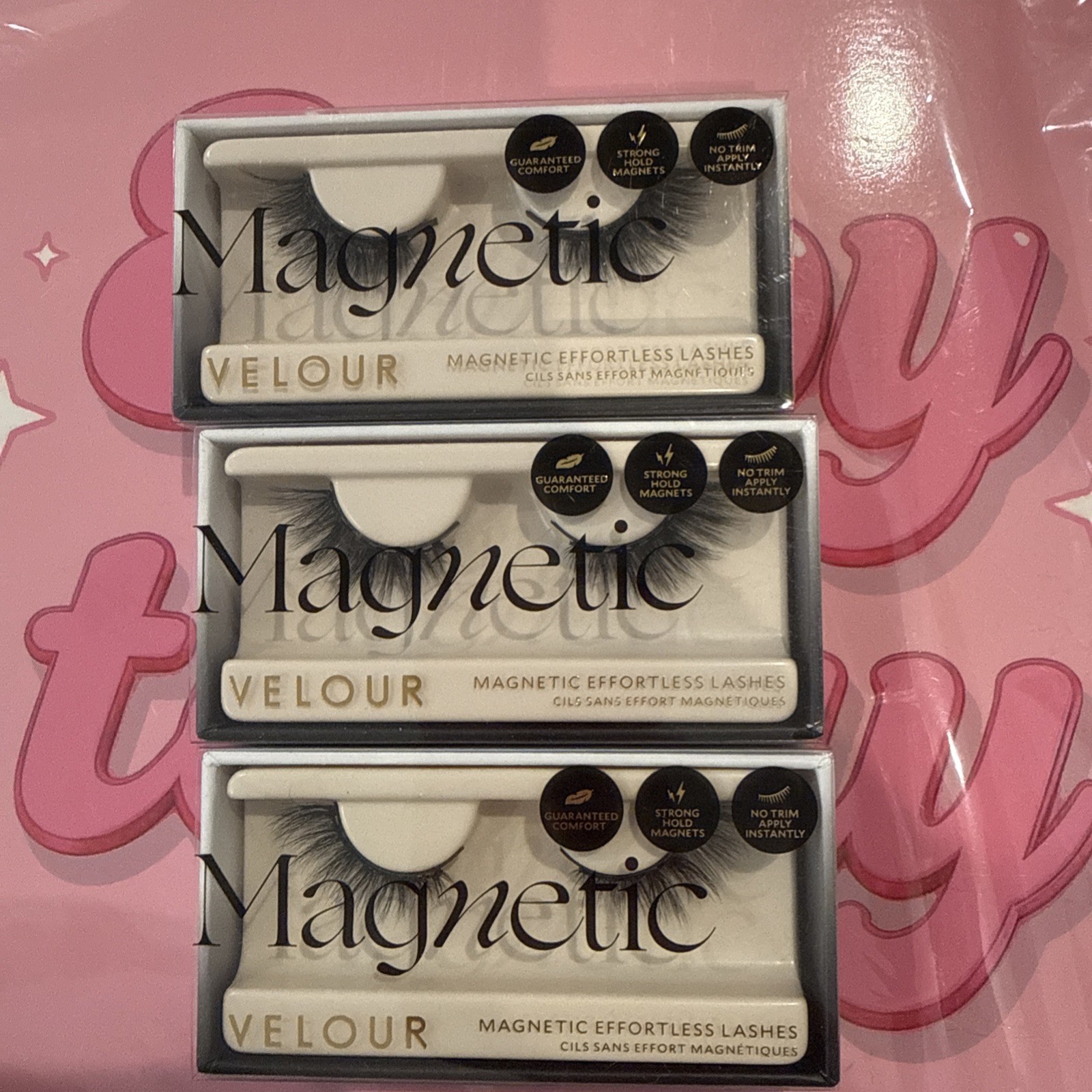 Velour Magnetic Eyelashes - Opposites Attract - Reusable - New in Box - 3 Boxes