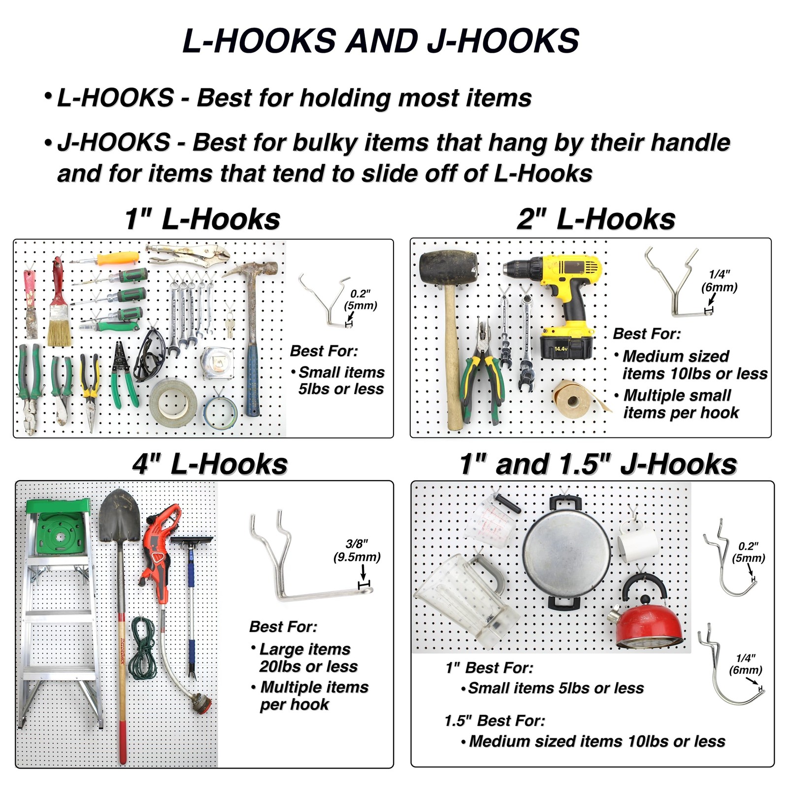 Peg Board Hooks for Hanging Tools with Bins and Baskets – Tool Organizatio