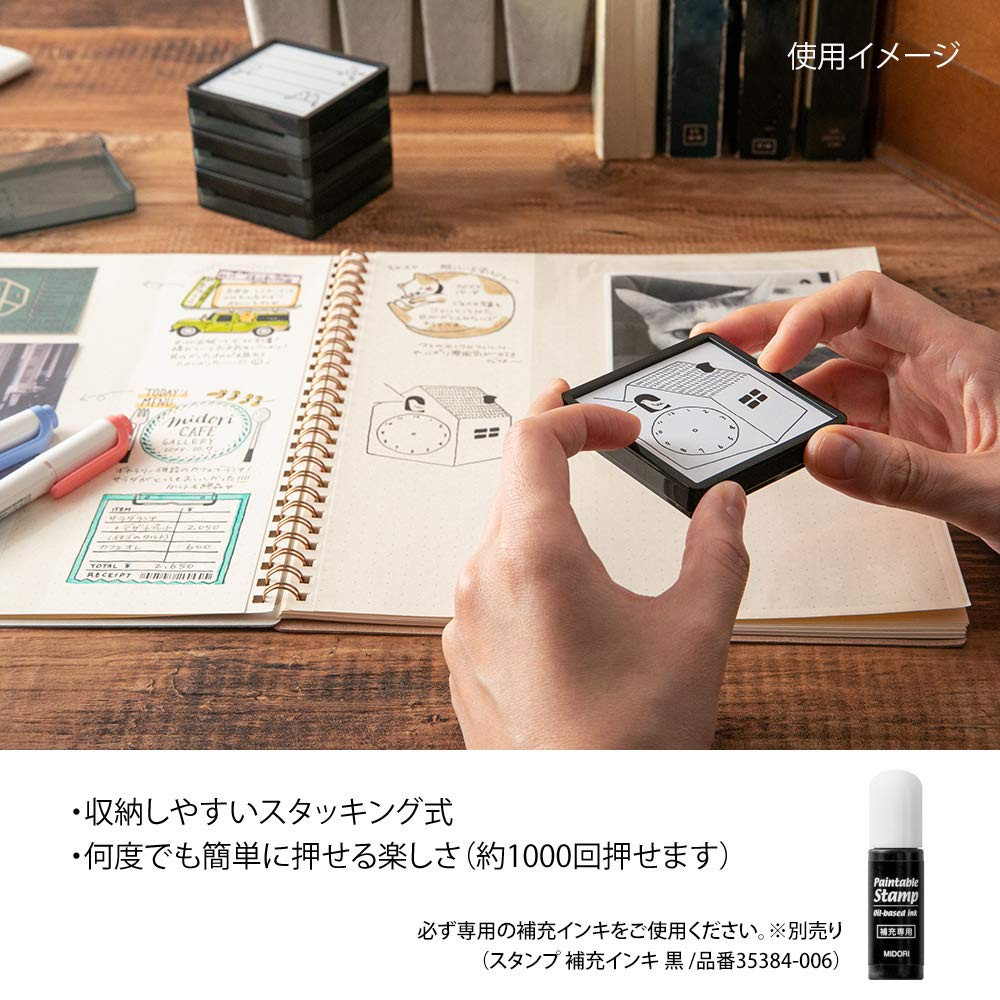 Midori Self Inking Rubber Stamp Calendar Pattern 35399006 for Journals
