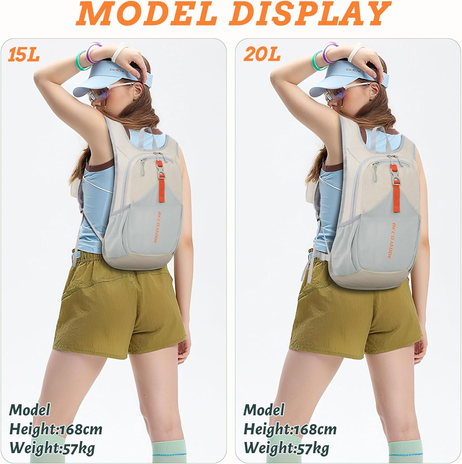 Ultralight 15L Foldable Hiking Backpack for Travel and Outdoor Activities, Beige