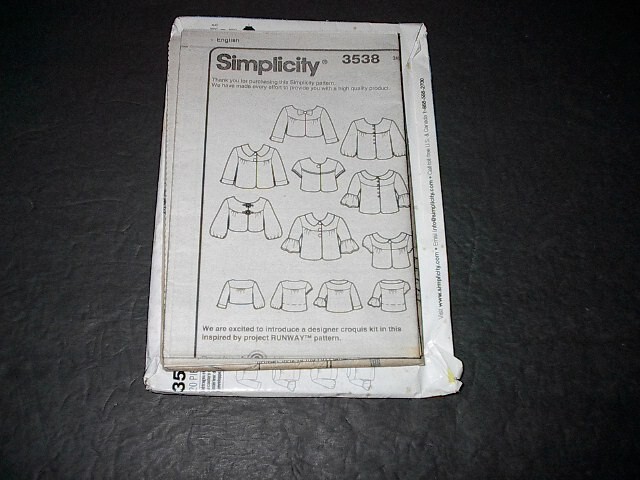 Simplicity Pattern 3538 Misses' Jacket in Two Lengths with Variations 12~20 Unc