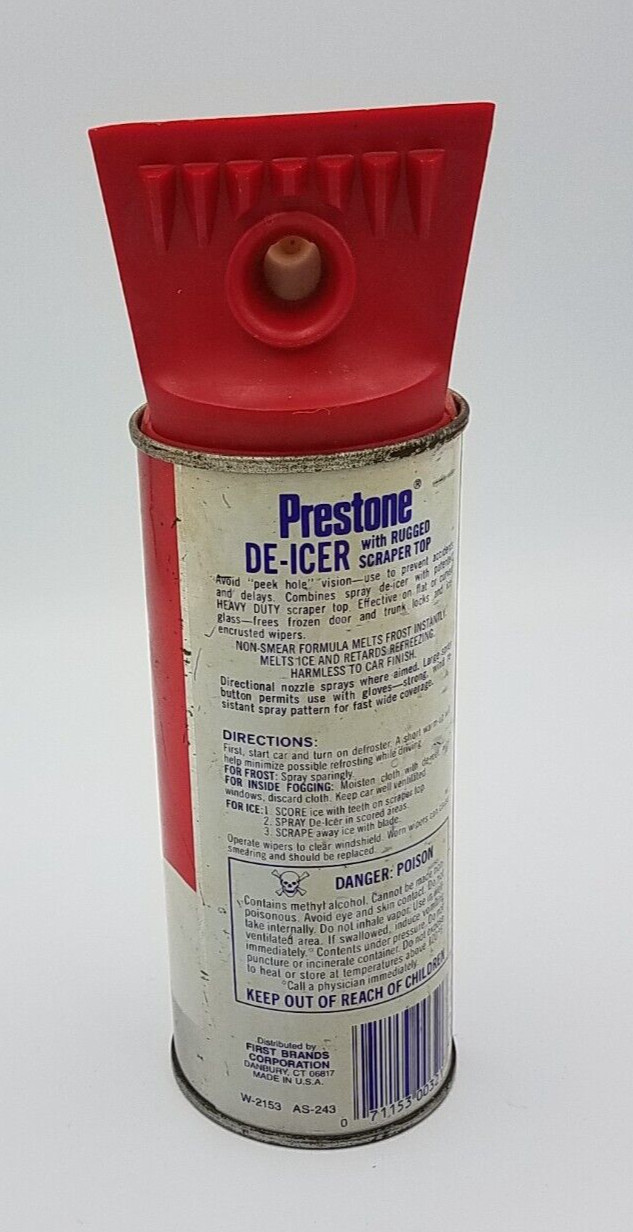 VINTAGE PRESTONE DE - ICER WITH SCRAPER NOZEL ATTACHMENT 14floz FULL CAN