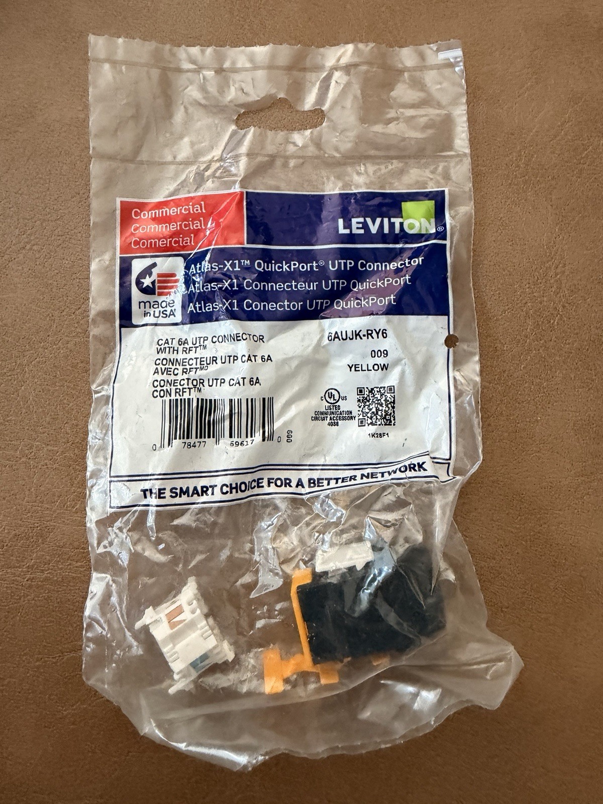 Leviton 6AUJK-RY6 Atlas-X1 QuickPort Cat 6A UTP Yellow Jack Lot Of 35 New Sealed