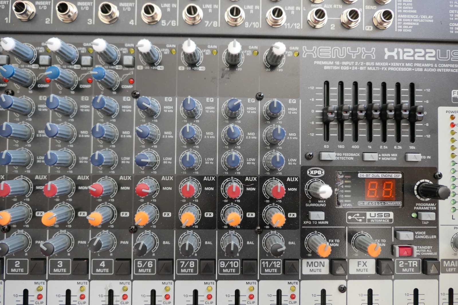 Behringer Xenyx X1222USB 16-Input Mixer w Preamps, Comps, Wireless USB Interface
