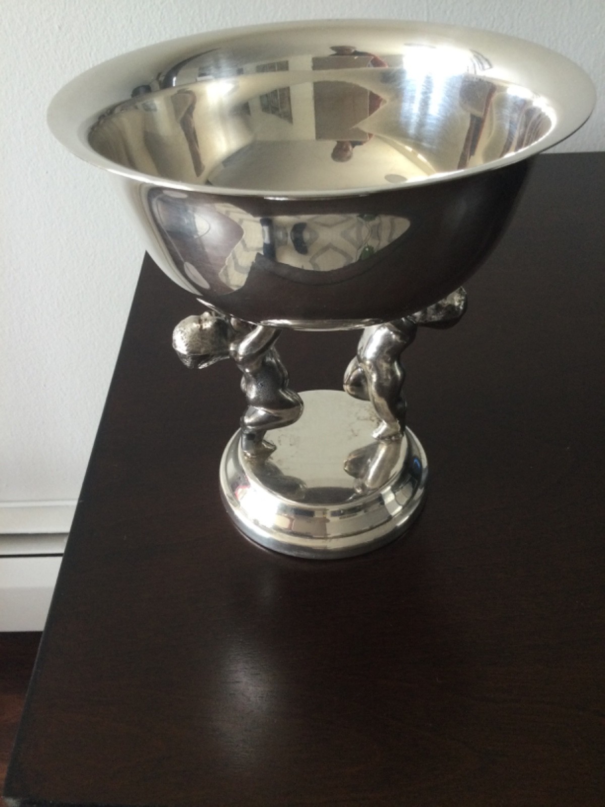 Vintage 1958 Lehman Bros Silver Plated Pedestal Cupids Compote Dish