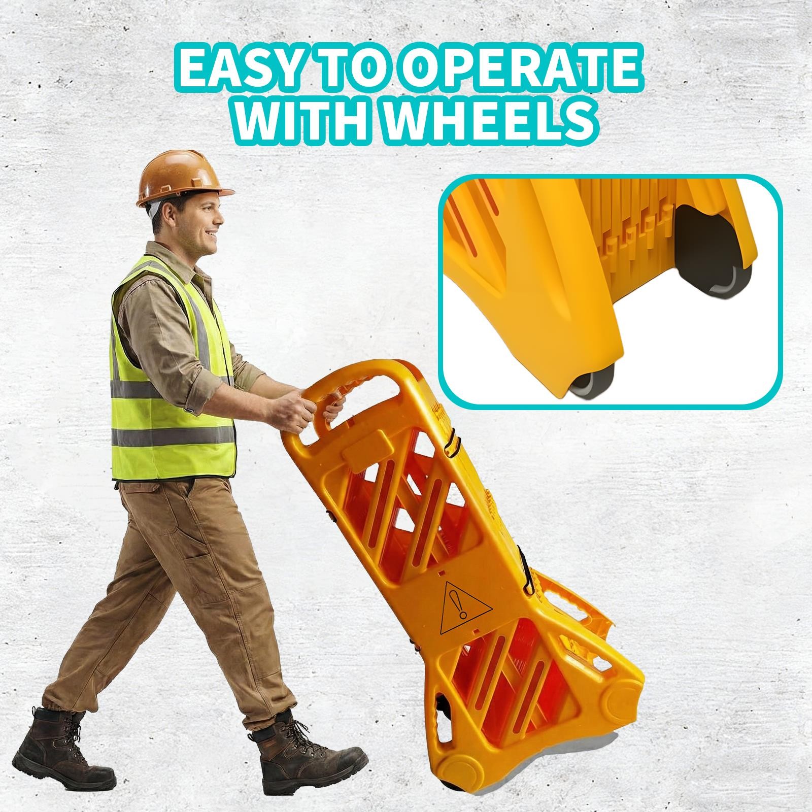 Portable Folding Barricade with Wheels,for Construction Sites, Driveway Gate