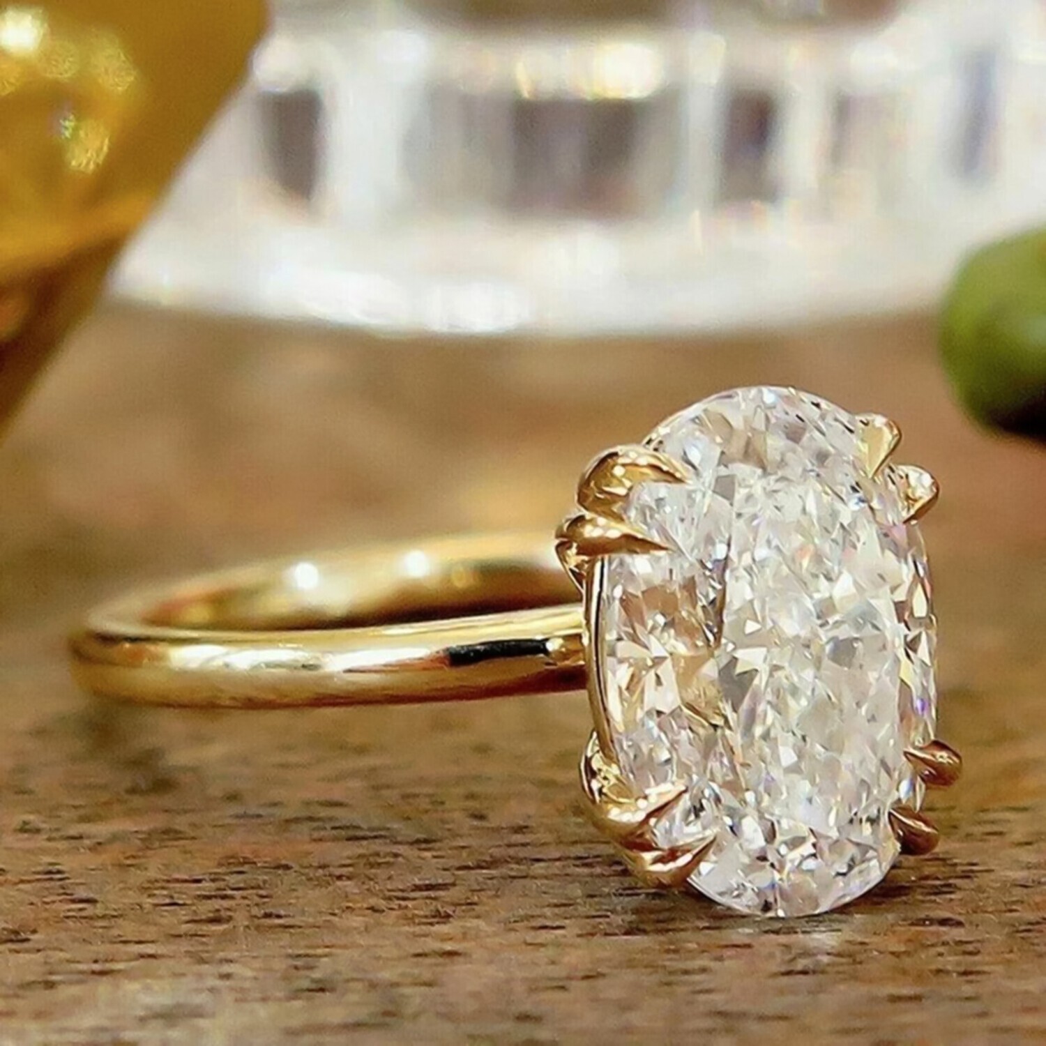 4.00 Ct Oval Cut Off White Treated Diamond Ring in 925 Silver Certified