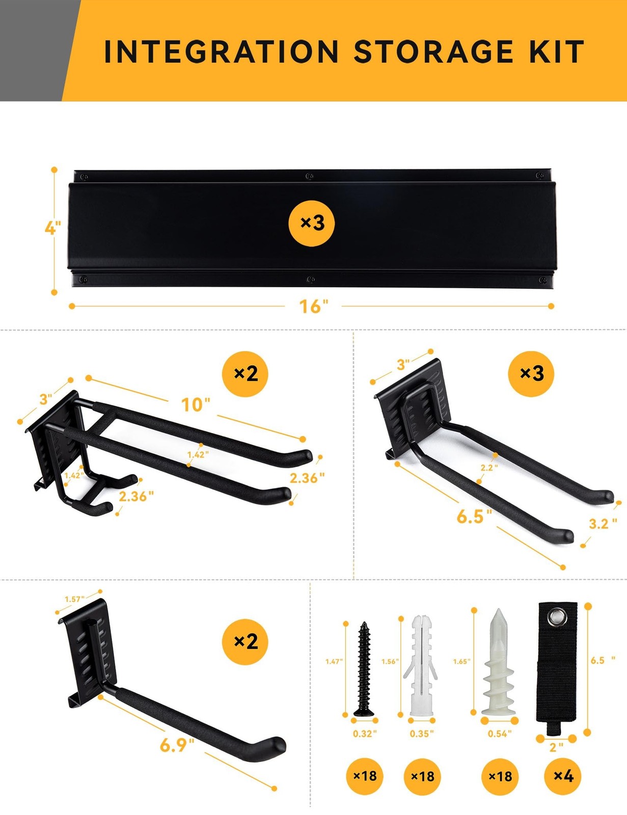 Wall Mount Garden Tool Organizer - 48 Inch Max Load 539lbs with14 PCS Adjusta...