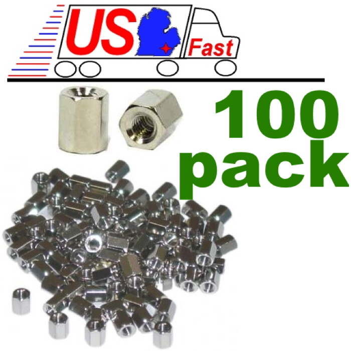 Lot100x/pk/pack D-Sub Cable Port/End/Bracket Computer Hex Nuts, 4-40 x 6mm long